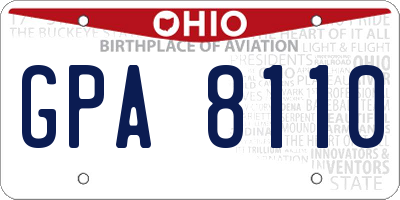 OH license plate GPA8110