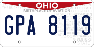 OH license plate GPA8119