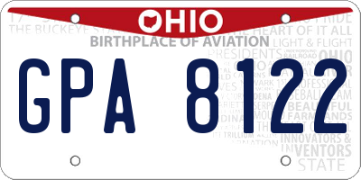 OH license plate GPA8122