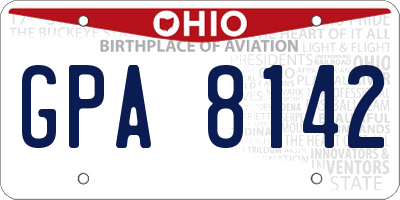 OH license plate GPA8142