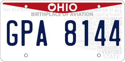 OH license plate GPA8144