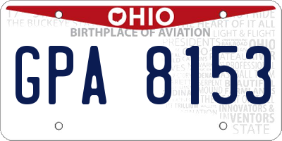 OH license plate GPA8153