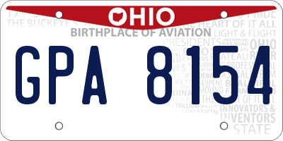 OH license plate GPA8154