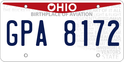 OH license plate GPA8172