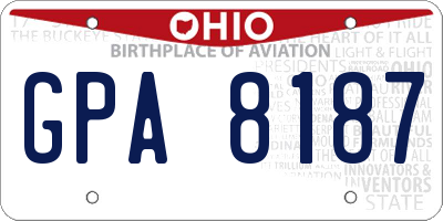 OH license plate GPA8187