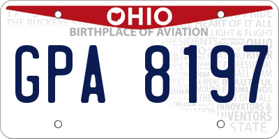 OH license plate GPA8197