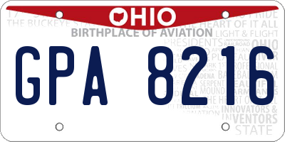 OH license plate GPA8216