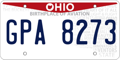 OH license plate GPA8273