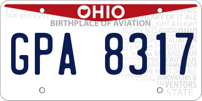 OH license plate GPA8317