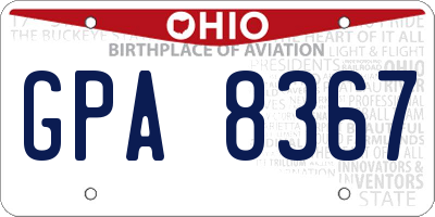 OH license plate GPA8367
