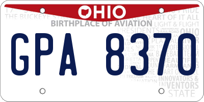 OH license plate GPA8370