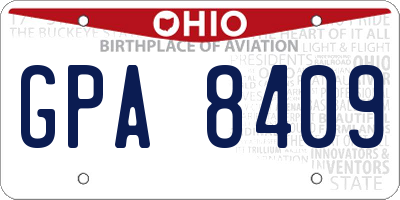 OH license plate GPA8409