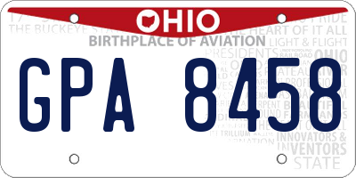 OH license plate GPA8458
