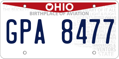 OH license plate GPA8477