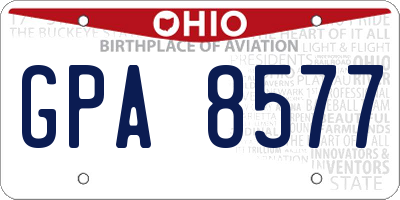 OH license plate GPA8577