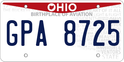 OH license plate GPA8725