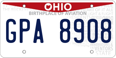 OH license plate GPA8908