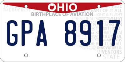 OH license plate GPA8917