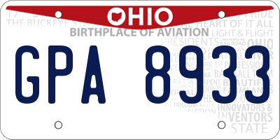 OH license plate GPA8933