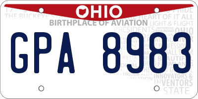 OH license plate GPA8983