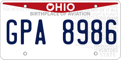 OH license plate GPA8986