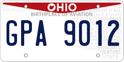 OH license plate GPA9012