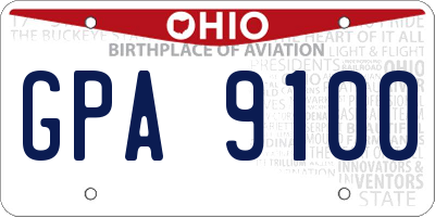 OH license plate GPA9100