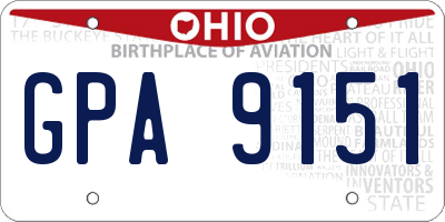 OH license plate GPA9151