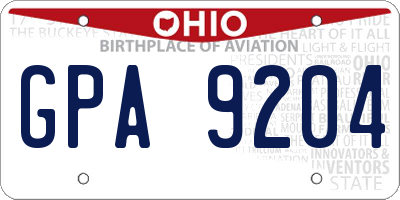 OH license plate GPA9204