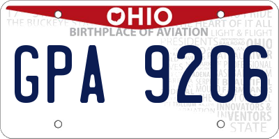 OH license plate GPA9206
