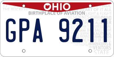 OH license plate GPA9211