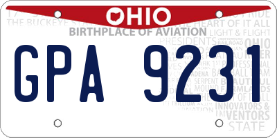 OH license plate GPA9231