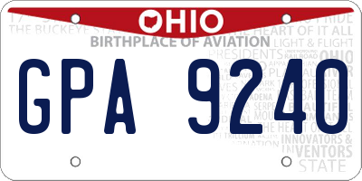 OH license plate GPA9240