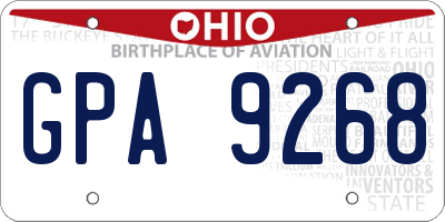 OH license plate GPA9268