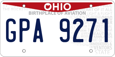 OH license plate GPA9271