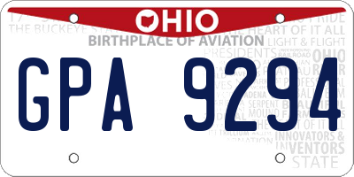 OH license plate GPA9294