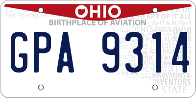 OH license plate GPA9314