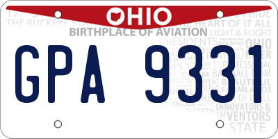 OH license plate GPA9331