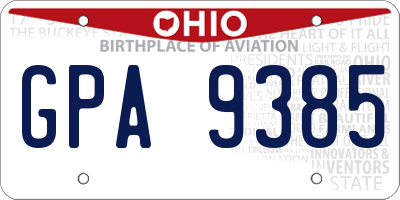OH license plate GPA9385