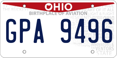 OH license plate GPA9496