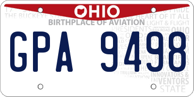 OH license plate GPA9498
