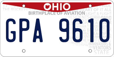 OH license plate GPA9610