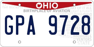OH license plate GPA9728