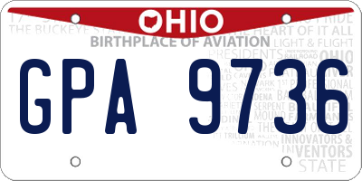 OH license plate GPA9736