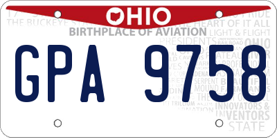 OH license plate GPA9758