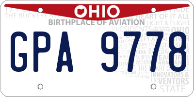 OH license plate GPA9778
