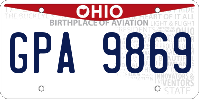OH license plate GPA9869