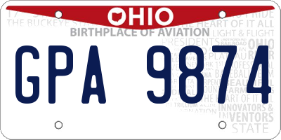 OH license plate GPA9874