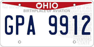 OH license plate GPA9912