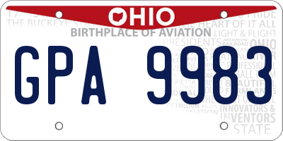 OH license plate GPA9983